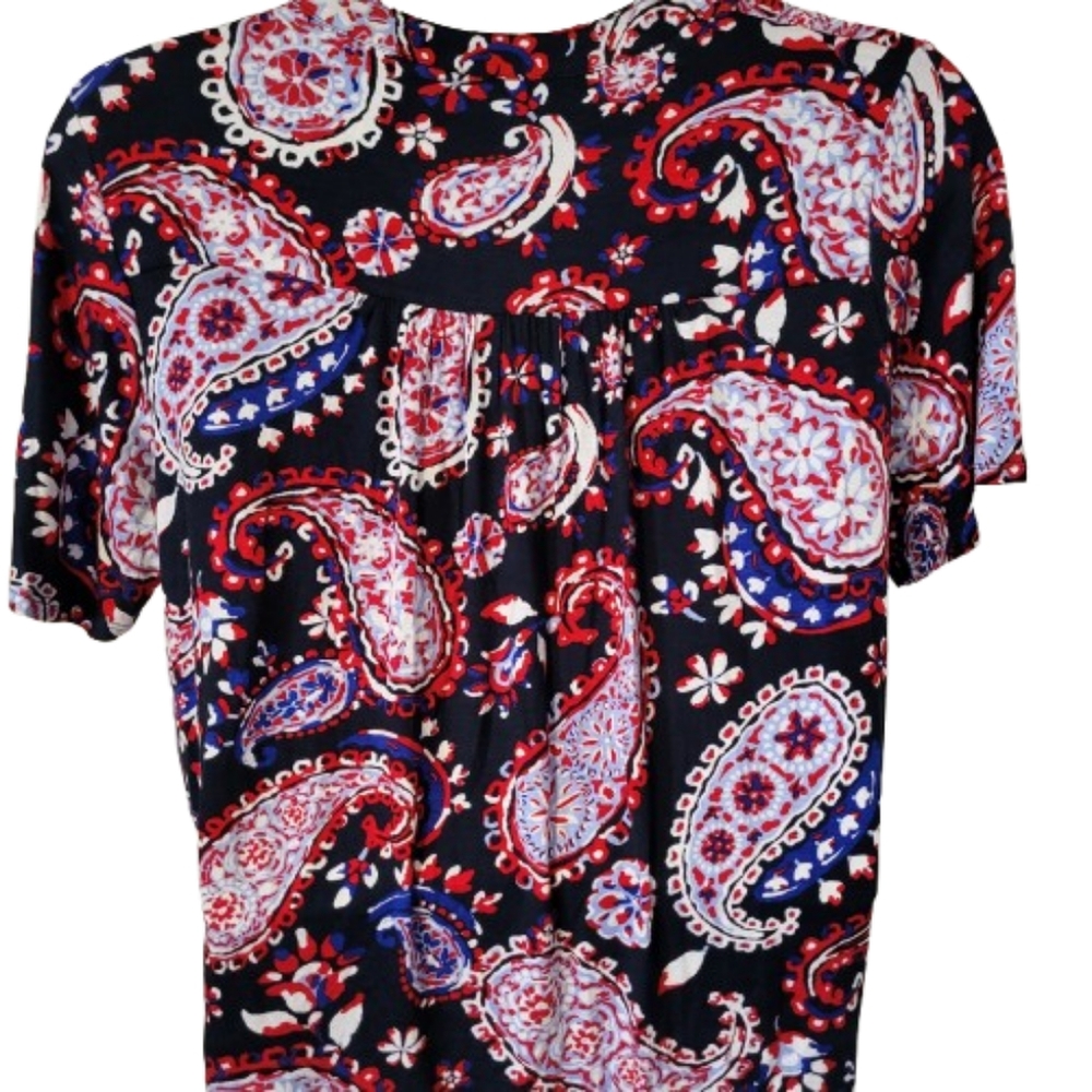 Kim Rogers Paisley Print Short Sleeve Shirt Size 1X NEW - Picture 2 of 5